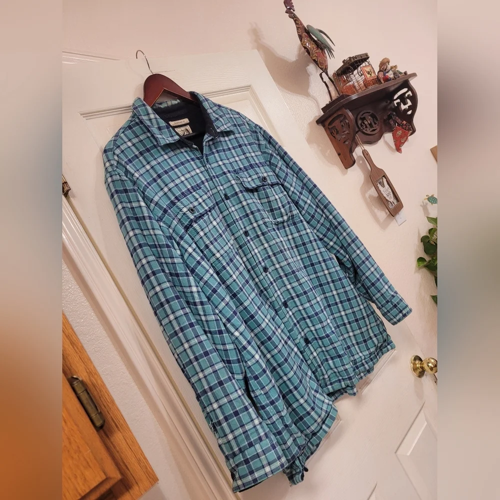 L.L. Bean Traditional Flannel Fleece Lined Shirt Jacket Size XL Plaid Shacket